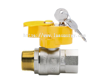 S.3278 Full Bore Ball Valve For Fuel Gas, Male/Female, With Key-Locking Device, With T-handle, Nickel-Plated.