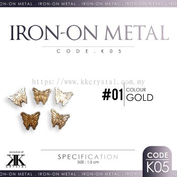 Iron On Metal, Code: K05, Gold Plating, 50pcs/pack