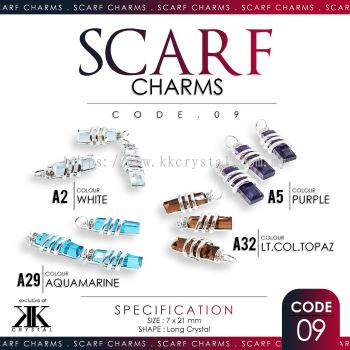 Scarf Charm, Code 09#, Long Shape Crystal, 7x21mm, 10pcs/pack