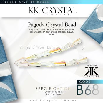  Crystal China, Pagoda, 6*12mm, B68 Crystal AB