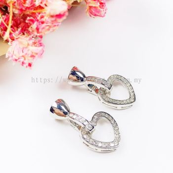 Clasp Love Shape, Code 0283030, White Gold Plated, 2pcs/pkt