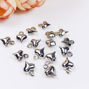 Charm, Love, 6mm, 0283039/181/D1, White Gold Plated, 20pcs/pack