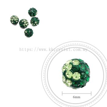 Bling Ball, 6mm, B025 Emerald + Peridot, 5pcs:pack