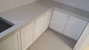 Solid Wood Kitchen Cabinet Works at Sky Condo Puchong