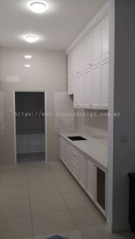 Solid Wood Kitchen Cabinet Works at Sky Condo Puchong