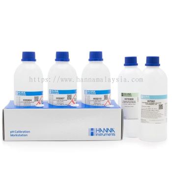 HI54710-11 pH 4.01, 7.01 and 10.01 Technical Calibration Solutions with Electrode Storage Solution and Cleaning Solution (5 x 500 mL)