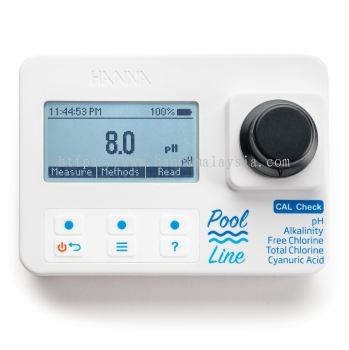 HI971044 Pool Line Free & Total Chlorine, Cyanuric Acid, and pH Portable Photometer with CAL Check