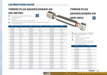 Thread Plug Gauges/Go&No-Go ISO-Metric & Thread Plug Gauges/Go&No-Go ANSI-Inch
