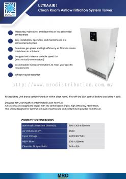 ULTRAAIR I Clean Room Airflow Filtration System Tower