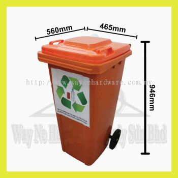 120L Orange Recycle Mobile Garbage Bin (Plastic/Metal)