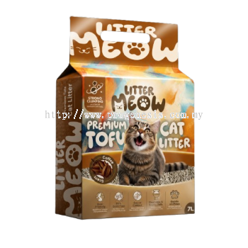 LITTER MEOW Premium Tofu Cat Litter - Coffee 7L/2.5kg