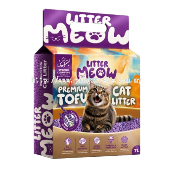LITTER MEOW Premium Tofu Cat Litter - Lavender 7L/2.5kg