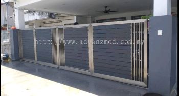 Stainless Steel Folding Gate With Aluminium Panels Grey 