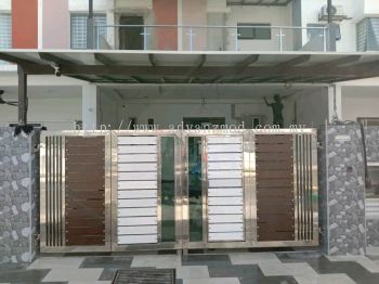 Stainless Steel Folding Gate With Aluminium Panels @ Jalan Tiung 5 Taman Mamanda Batu 9