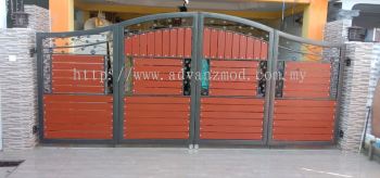 Wrought Iron Folding Gate With Aluminium Panels 