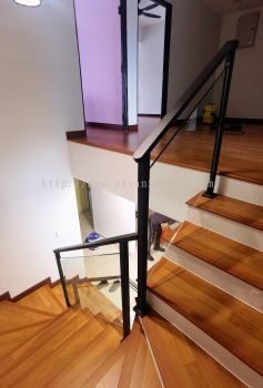 Mild Steel Glass Railing With Powder Coated With 12mm Tempered Glass 