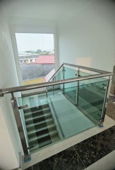 Stainless Steel Glass Railing With Tempered Light Green Glass @ Klang 