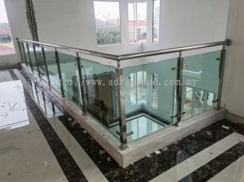 Stainless Steel Glass Railing With Tempered Light Green Glass @ Klang 