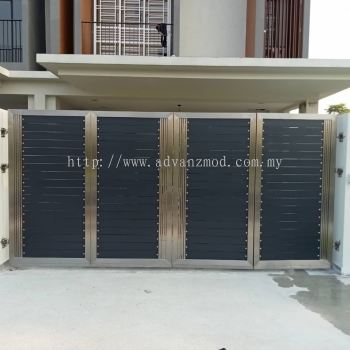 7ft height Stainless Steel Folding Gate With Trackless Motor System 