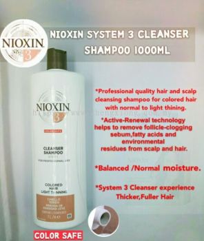 Nioxin System 3 Cleanser Shampoo for Color Treated Hair with Light Thinning 1000ML