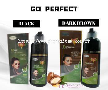 GO PERFECT BLACK & DARK BROWN COLOR HAIR SHAMPOO WITH ARGAN OIL  AVOCADO AND KERATIN