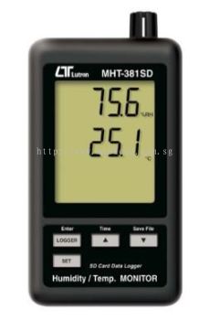 LUTRON MHT-381SD HUMIDITY OR TEMP. DATA RECORDER + SD CARD REAL TIME DATA RECORDER