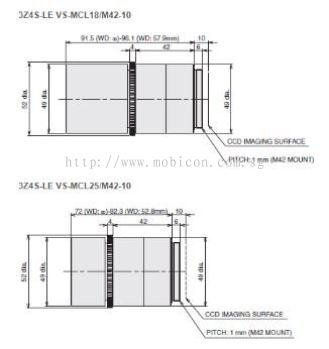 OMRON 3Z4S-LE VS-L / M42-10 Series Wide variety of lenses with focal lengths ranging from 18 to 100