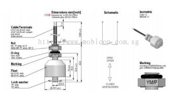 STANDEX LS01-1A66-PP-1000W LS01 Series Liquid Level Sensor