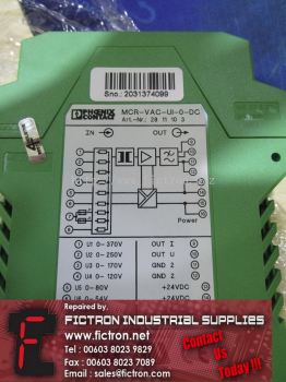 MCR-VAC-UI-0-DC MCRVACUI0DC PHOENIX CONTACT Voltage Measuring Transducer Supply Malaysia Singapore Indonesia USA Thailand