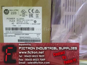 22B-D4P0N104 22BD4P0N104 POWERFLEX 40 ALLEN BRADLEY Inverter Drive Supply Repair Malaysia Singapore Indonesia USA Thailand