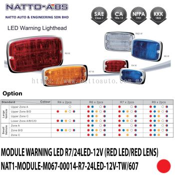 LED Warning Lighthead  Module Warning LED R7/24LED-12V (Red LED/ Red Lens)