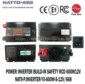 Pure Sine Wave Power Inverter 600W (12V) Built-in Safety RCD (Residual Current Device)