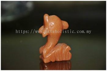 Aventurine Dolphine 2'' Red Orange Crystal Figure