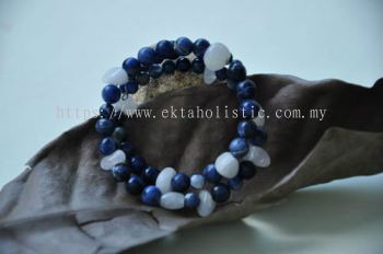 Agate Clouds Bracelet White Blue Sodalite Coil