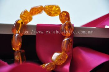 Bracelet 7'' Gold Orange Copal Stretch