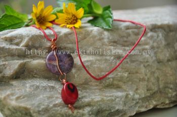 Freedom Necklace Purple Lepidolite Red Coral