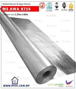 (MS AWA K750) Fire Retardant D/S Reflective Vapor Barrier Aluminium Woven Foil