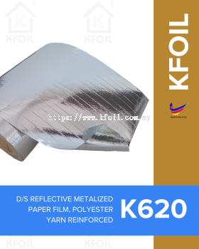 (K620) Double Sided Reflective Metalized Paper Film, Polyester Yarn Reinforced (W1.25m)