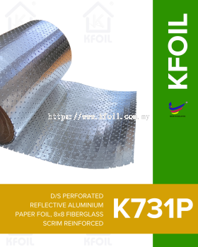 (K731P) D/S Perforated Reflective Aluminium Paper Foil, 8x8 Fiberglass Scrim Reinforced