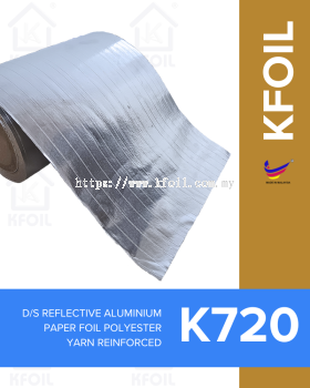 (K720) Double Sided Reflective Aluminium Paper Foil, Polyester Yarn Reinforced (W1.25m)