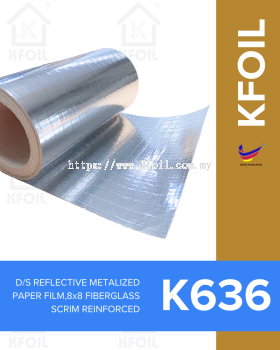 (K636) Double Sided Reflective Metallized Paper Film, 8x8 Fiberglass Scrim Reinforced