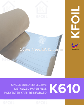 (K610) Single Sided Reflective Metalized Paper Film, Polyester Yarn Reinforced (W1.25m)