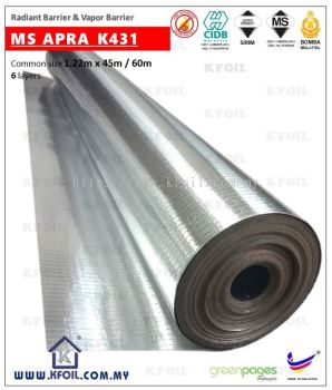 (MS APRA K431) CIDB, Fire Retardant D/S Vapor Barrier Aluminium Paper Foil,  16x8 Fiberglass Scrim Reinforced (W1.25m)