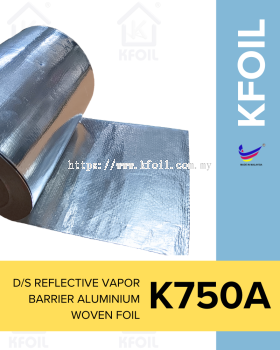 KFOIL K750A (1.25 x 60m) Double Sided Reflective Vapor Barrier Aluminium Woven Foil