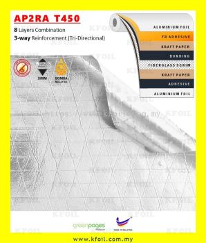 (AP2RA T450) Fire Retardant D/S 8 Layers Reflective Aluminium Paper Foil, 8x8x6 Fiberglass Scrim Reinforced (W1.25m)