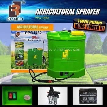 ROMEO TWIN BATTERY PUMP 20L Agricultural Knapsack Sprayer PPQ1482 Pump Racun