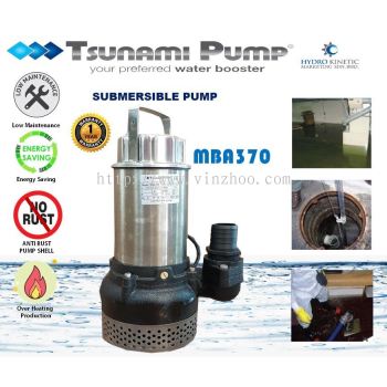 Tsunami MBA370 Sewage Submersible Water Pump 0.37KW (0.5HP), Pam Kolam Ikan