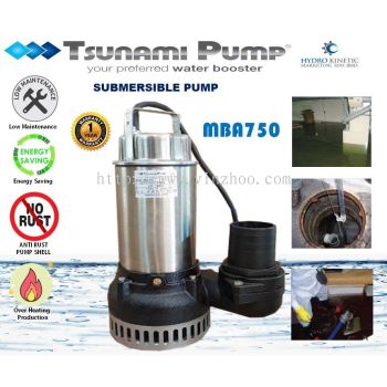 Tsunami MBA750 Sewage Submersible Water Pump 0.75KW (1.0HP), Pam Kolam Ikan
