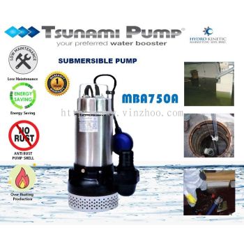 Tsunami MBA750A (1.0HP) Sewage Automatic Submersible Water Pump 0.55KW (1.0HP),