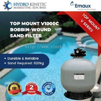 EMAUX V1000C FIBERGLASS TOP MOUNT SAND FILTER 40 DIA 2.5 MPV -0.79m2 For Swimming Pool